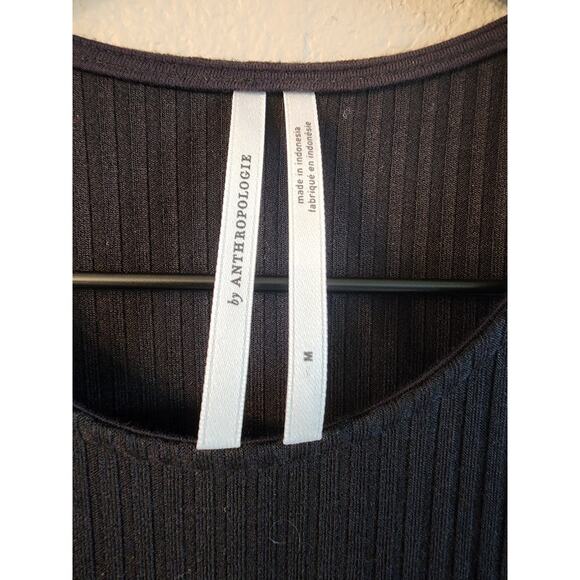 Anthropologie Kingsolver Ribbed Black Midi Dress LBD SZ Medium Sleeveless - Picture 3 of 9